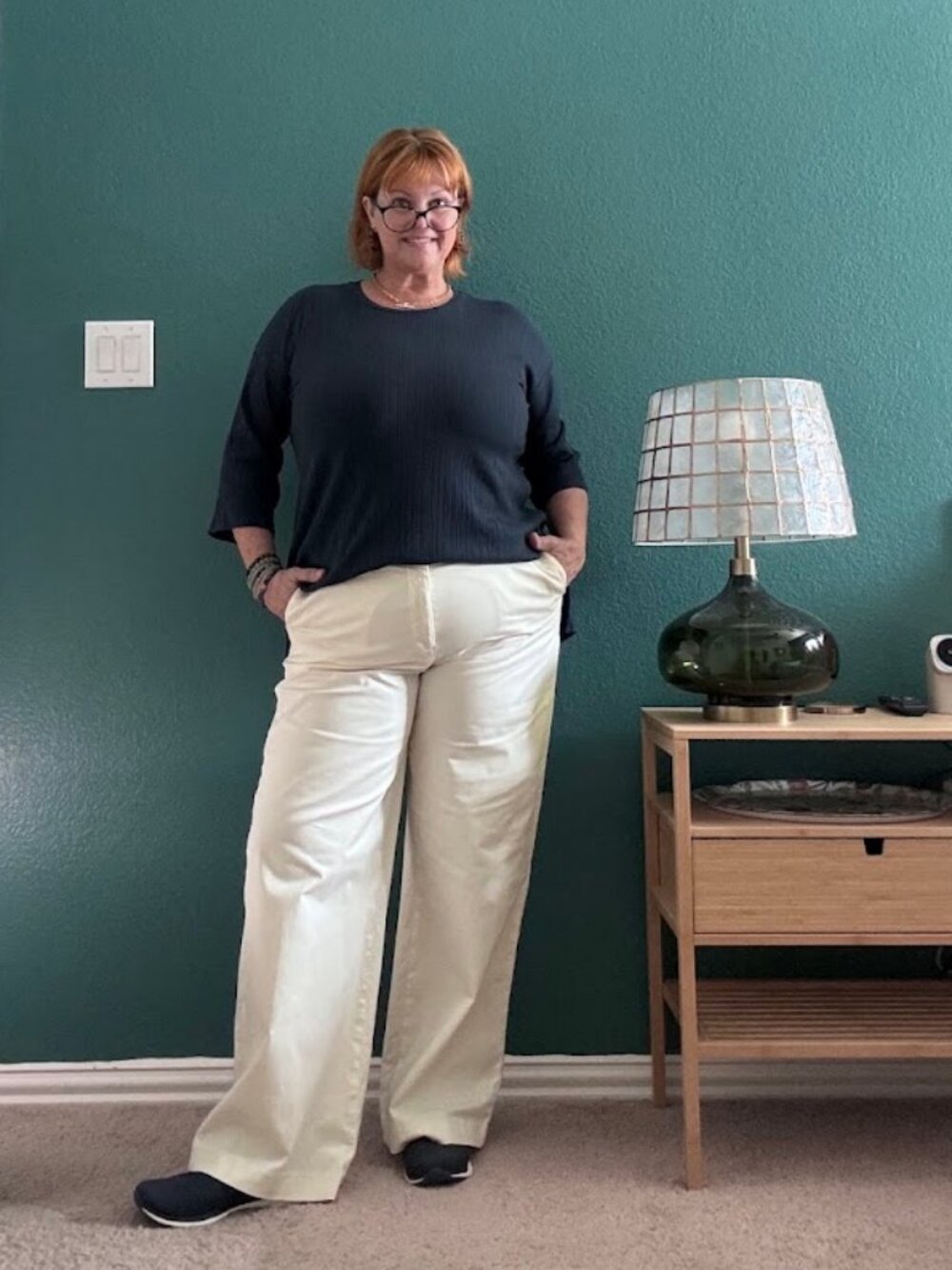 J. Peterman Cream Cotton Stretch High Rise Wide Leg Trousers Pants 18